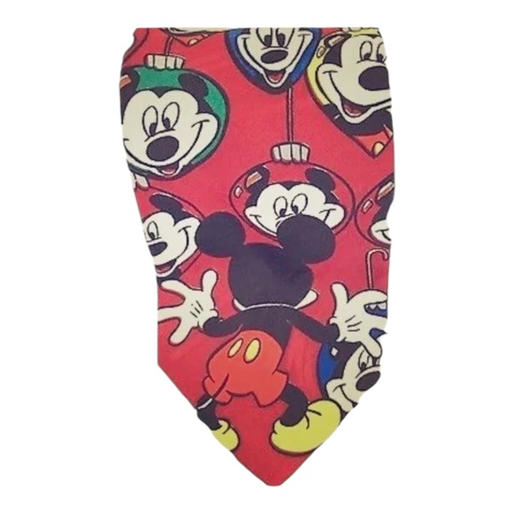 Disney Mens Necktie Red Mickey Mouse Holiday Ornaments Christmas Festive Novelty - Picture 1 of 4